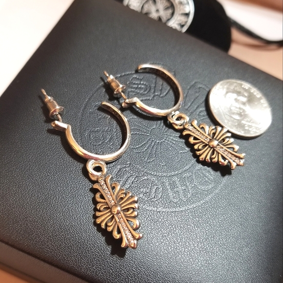 NEW Chrome Hearts 925 Sterling Cross Earrings - Picture 5 of 6